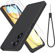 THIYUFUNS Coque pour Xiaomi Redmi 13C 4G (6.74") avec 2 Verre trempé,Silicone Liquide Intérieur Microfibre Etui de Protection Contre Les Chutes Antichoc pour Housse Xiaomi Redmi 13C 4G - Noir