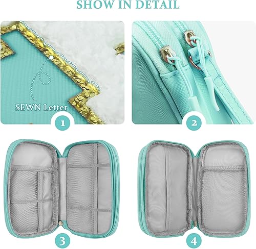 Miniatura 3 de COSHAYSOO Bolsa organizadora de artículos electrónicos de viaje con parche de letras de chenilla, accesorios imprescindibles para viajar, bonito