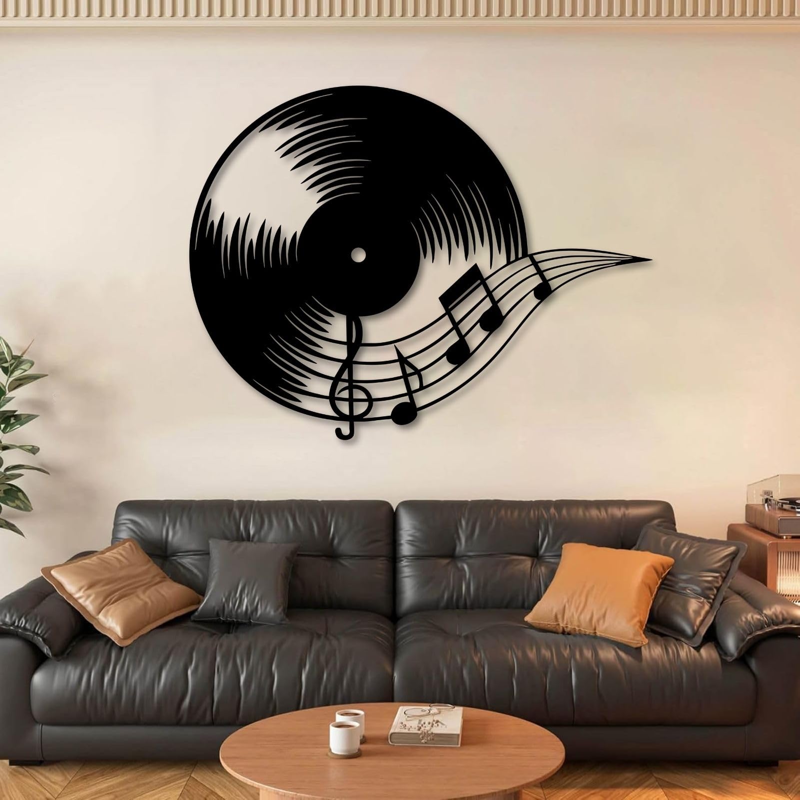 Décoration murale vinyle en métal 100x76 cm noir pour habiller le salon