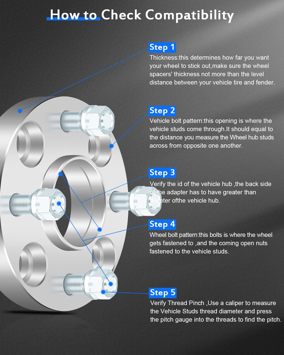 ECCPP 2PCS 1 inch Hubcentric Wheel Spacers 4x4.5 to 4x4.5 4x114.3 to 4x114.3 66.1mm CB 12x1.25 Studs fit for 1985-2010 for Nissan Sentra| 2007-2014 for Nissan Versa