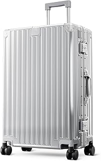 Koffer Größe L Reisekoffer Leicht Hartschalenkoffer Polycarbonat 65L Luggage Suitcase mit Rollen TSA Schloss & Aluminium Rahmen Handgepäck 44 * 26.5 * 66cm Silber