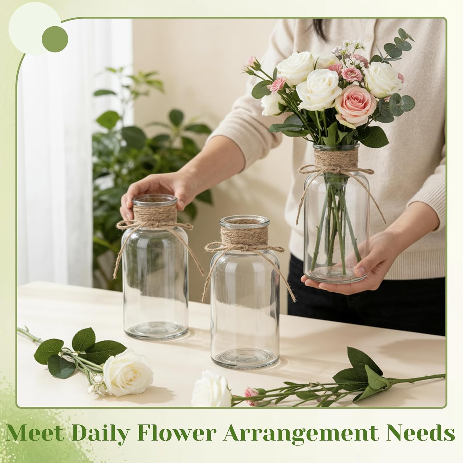 Glass Flower Vases for Centerpieces Boho Cylinder Bud Vases in Bulk Mason Jars for Weddings, Parties & Vintage Home Decor (12, Clear)