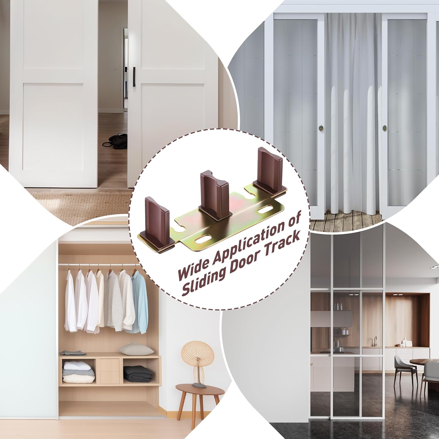 Enhon Sliding Closet Door Floor Guide, Compatible with N 6796 Stamped Steel Door Slider, Fits 3/4'' to 1-3/8'' Thick Doors, Universal Adjustable Width Sliding Track Floor Mount Guide(12 Pack)