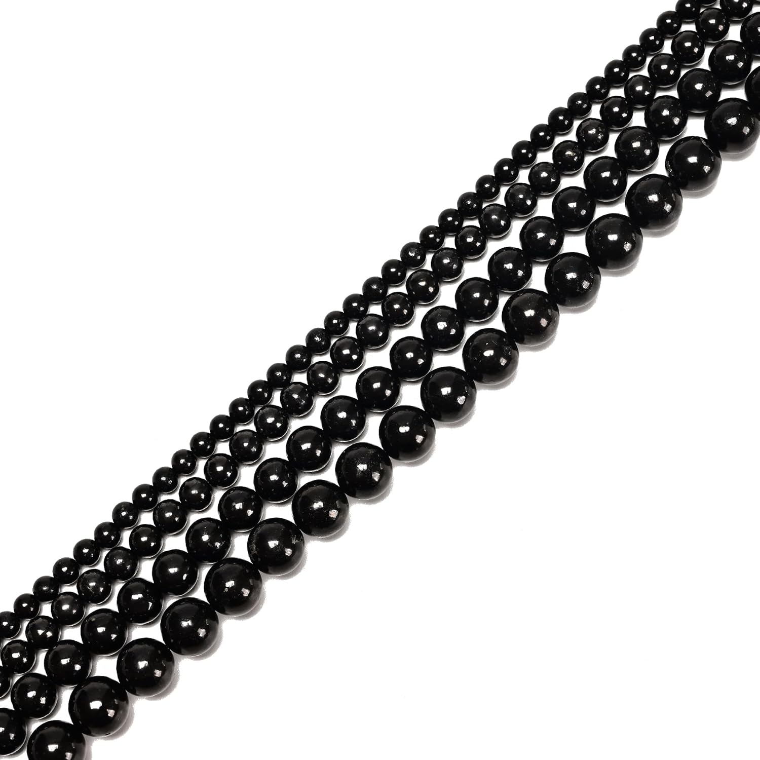 JM Design High Carbon Shungite Smooth Round Beads 6mm 15.5" Strand for Jewelry Making, Arts and Craft