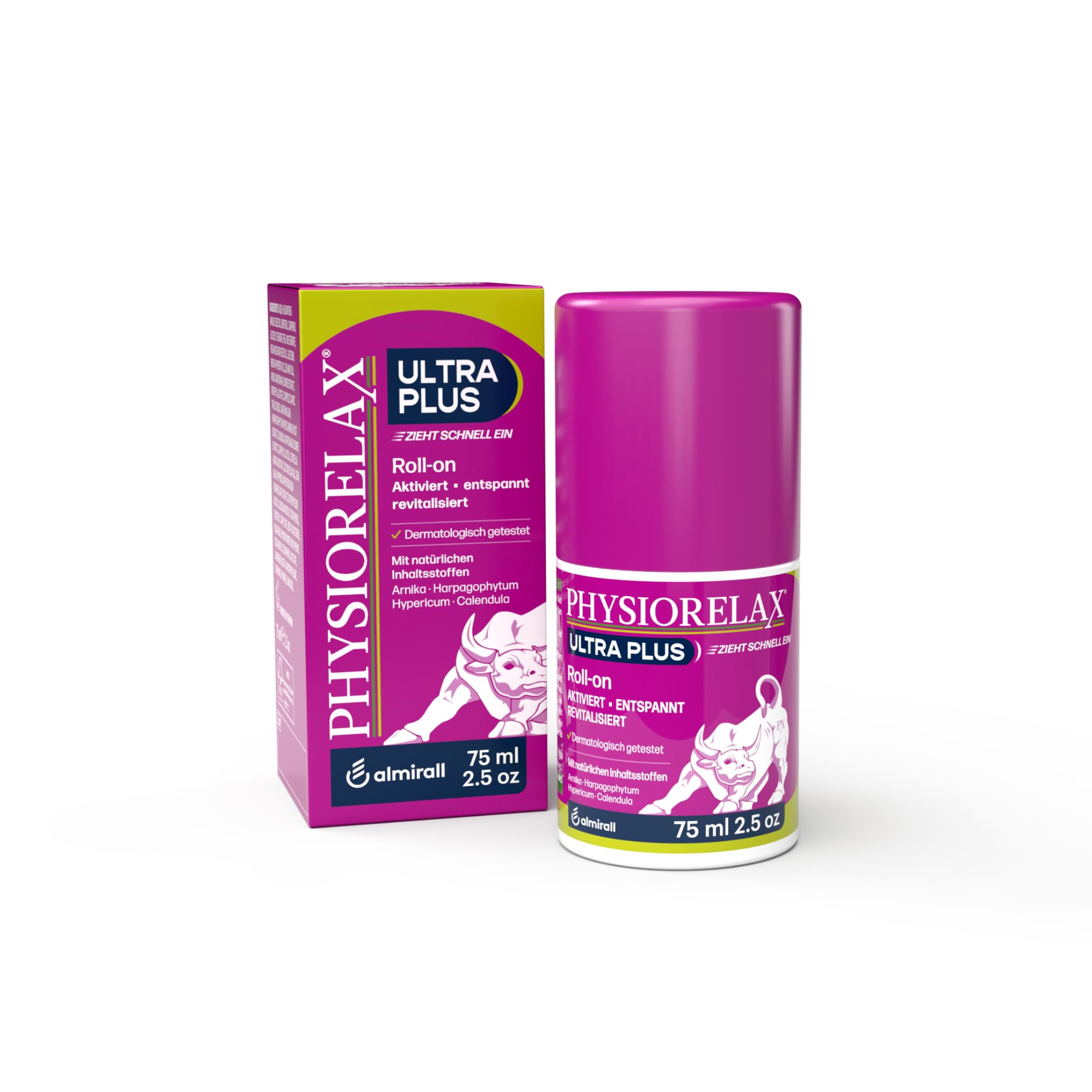 Physiorelax- Forte Plus Roll On, Mayor Sensación de Frescor, Favorece el Masaje, Cómodo de Transportar, con Árnica - 75 ml