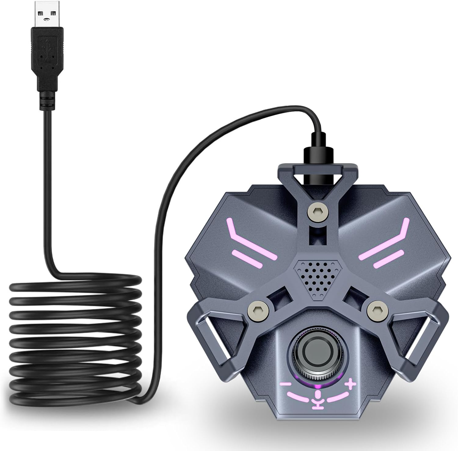 KASOHQEE USB Conference Microphone, Desktop PC Microphone, Omnidirectional Condenser Laptop Mic, Mute Button, Plug & Play with Cool LED Light Effects for Gaming/Online Calls/Class