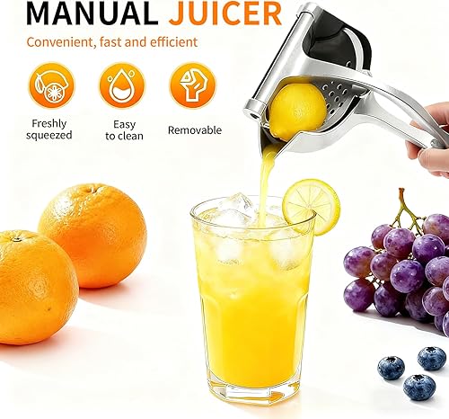 Miniatura 2 de Extractor de jugo de fruta fresca, exprimidor de mano, exprimidor de limón, prensa manual con agarre ergonómico, fácil de limpiar para naranja,