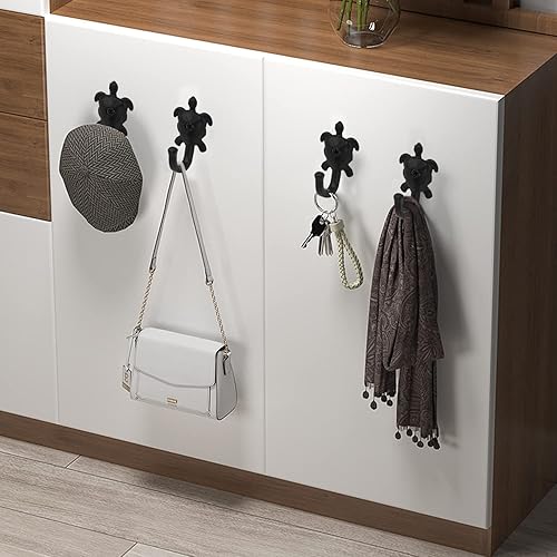 Miniatura 10 de Paquete de 5 ganchos de pared para colgar abrigos, bufandas, bolsos, mochilas, mochilas, decoración del hogar (pulpo negro)