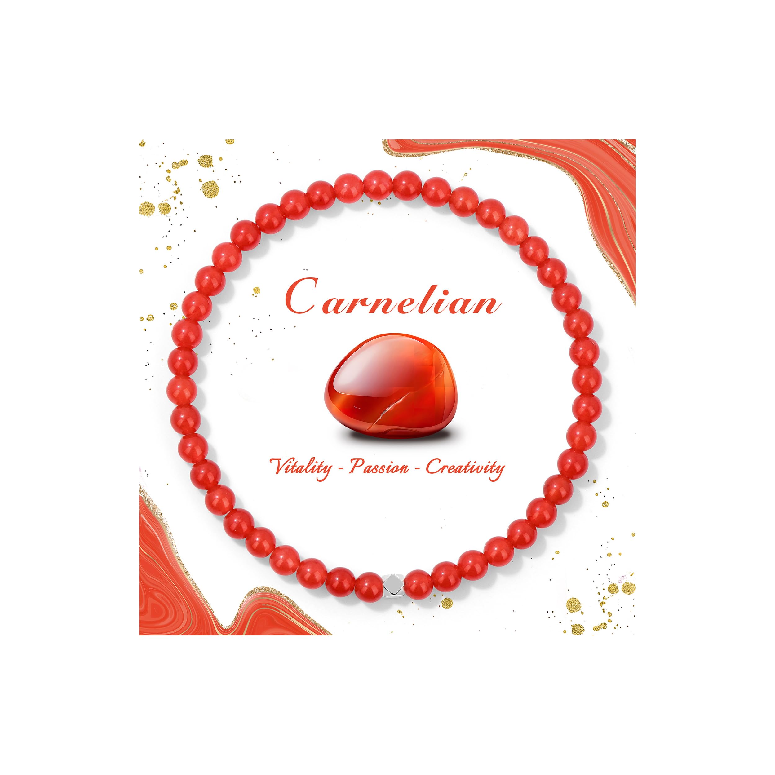 Raicegs 4 6 8MM Beaded Bracelets Healing Crystal Bracelet for Women Men Natural Stone Handmade Stretch Bracelet Reiki Spiritual Jewelry