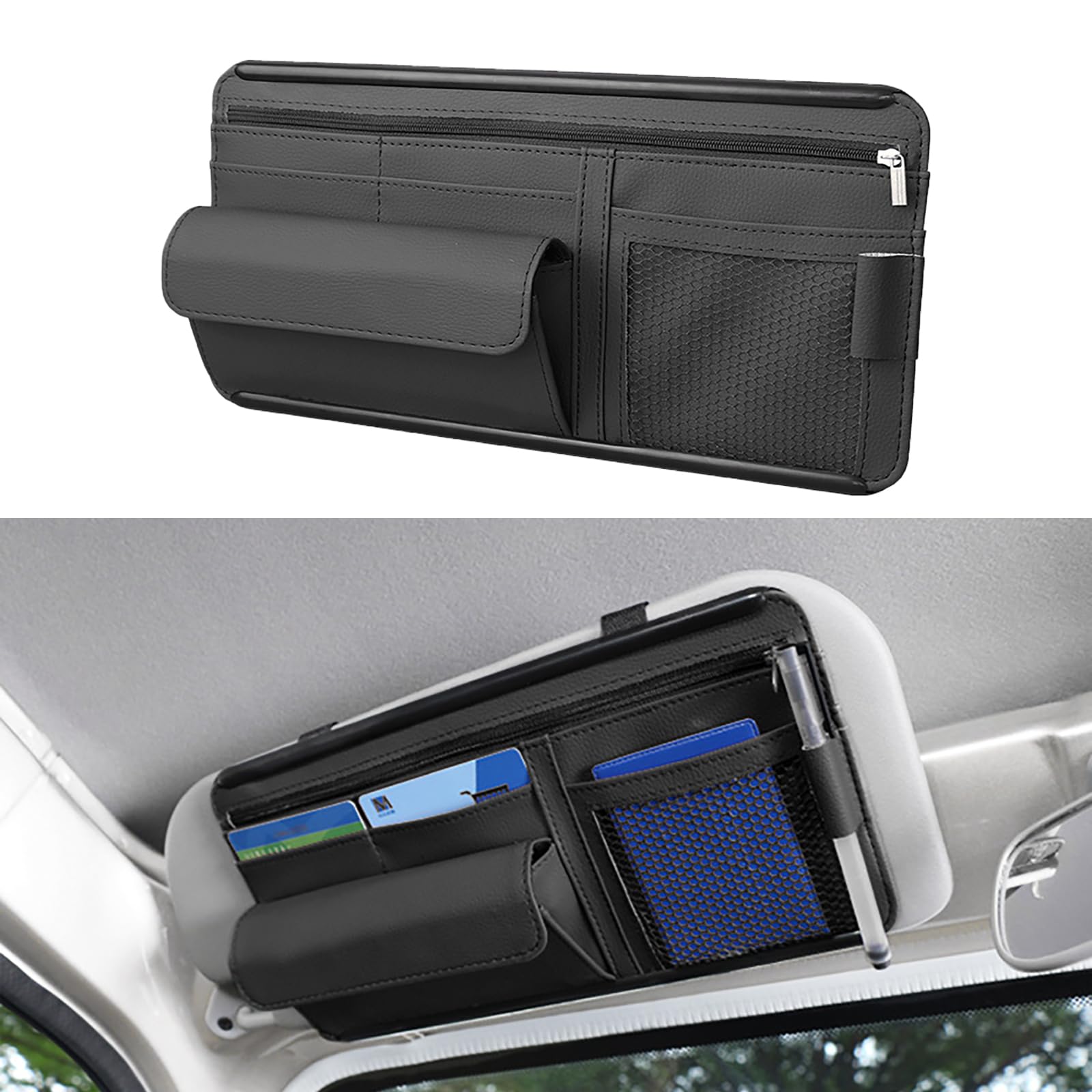 Amazon | サンバイザーポケット 収納ホルダー サンバイザーケース 車の