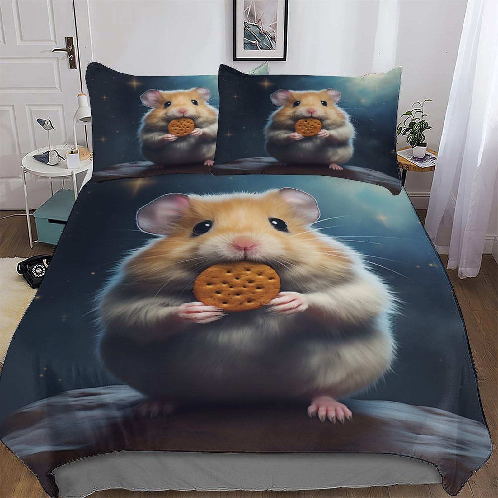 Hamster Bedding Set Duvet Cover Comforter Cover Ultra Soft Quilt Cover for Kids, Girls, Boys And Teens 2 Pieces with Pillowcase Cosy Super Easy Care Bed Linen Single (135x200cm)