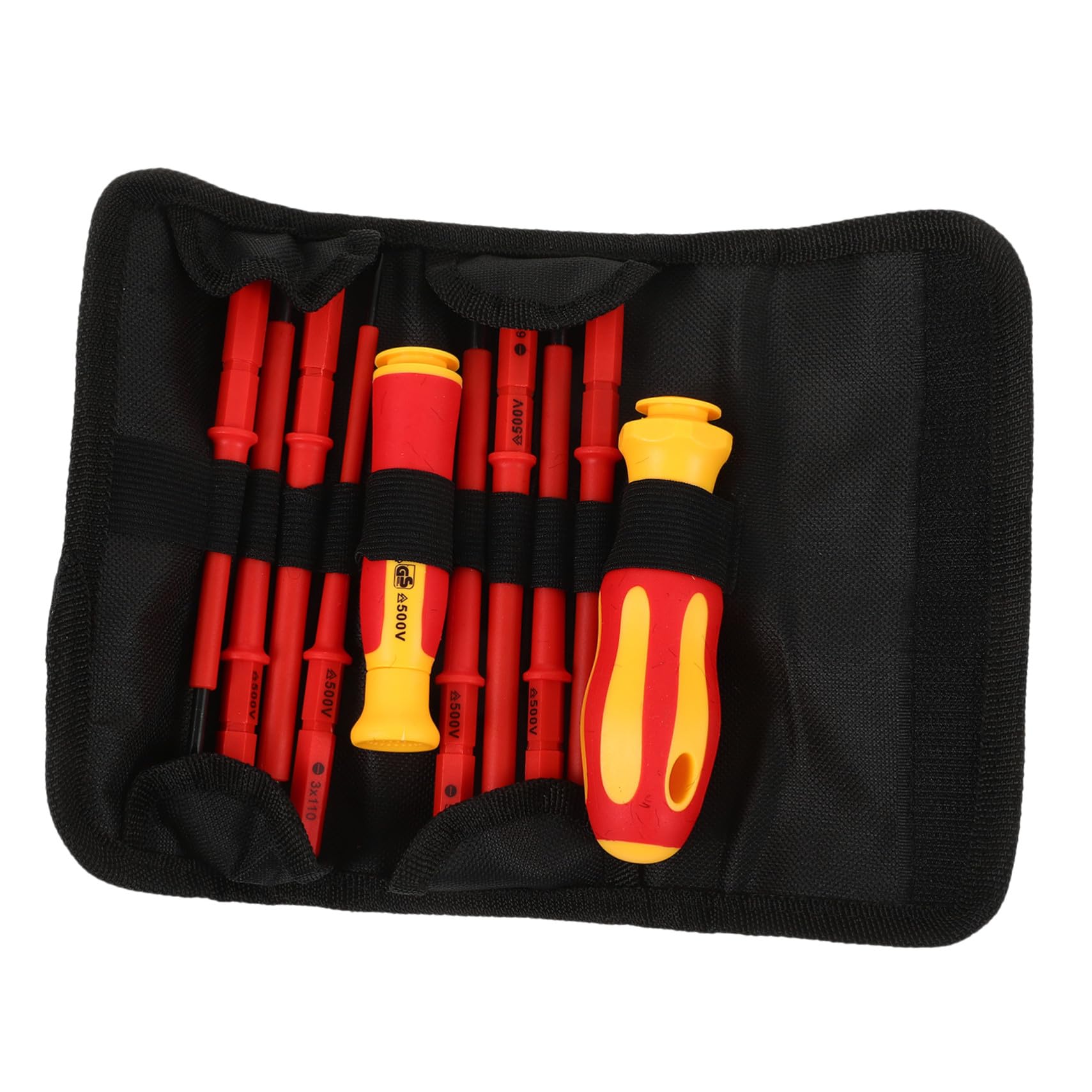 Kit de tournevis isolés en acier chrome-vanadium avec pochette pour électricien