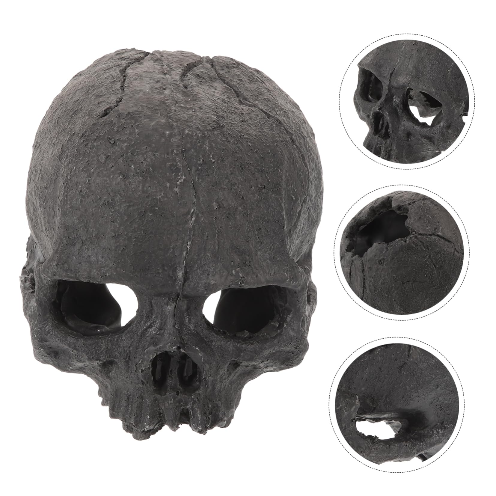 Cabilock 3 Piezas Adornos de Resina de Calavera. Decoraciones de escondite de Acuario terrario de Falso pecera decoración del Paisaje del Tanque de Peces decoración del Acuario Black