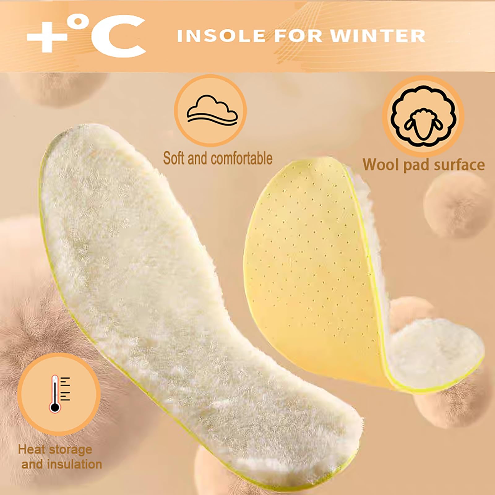 Solette Termiche Invernali Lana Calda Solette in Lana Naturale Soletta Scarpa inserti Solette Scarpe Termiche in Lana d'agnello Donna Uomo Adulto Adatto gli Stivali e Scarpe in Invernali Confortevole
