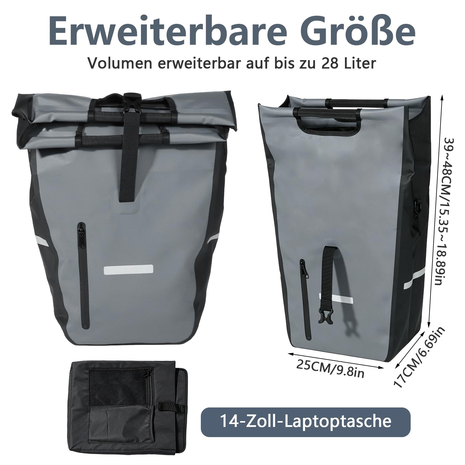Sacoches de vélo pour porte-bagages avec sac isotherme amovible
