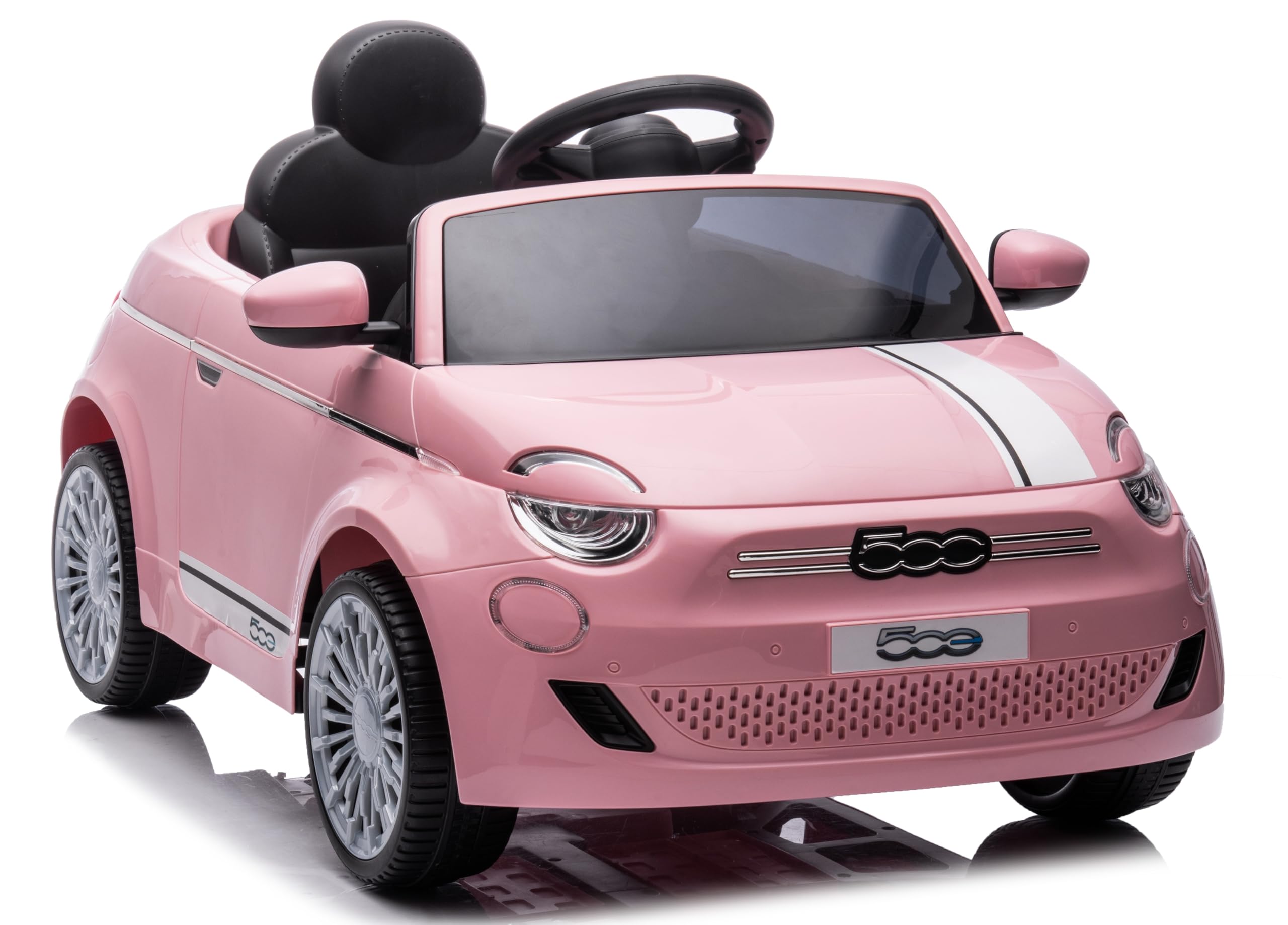 Macchina Elettrica per Bambini 12V Fiat 500 Auto Giocattolo Full Optional con Telecomando Parentale Soft Start e Cintura di Sicurezza (Rosa)