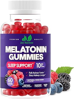 Melatonin 10mg Gummies with 10mg of Melatonin Per Gummy 60 Servings - Maximum Strength Sleep Support for Adults - Gluten-Free, Non-GMO, Vegetarian, Great Tasting Mixed Berry Flavor - 60 Servings