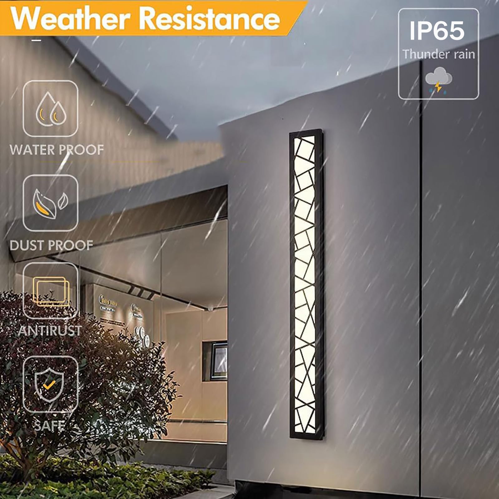 Außen Wandleuchten Lange LED Schwarz Moderne Wandlampe Aussen Garten 78W Wandleuchte IP65 Wasserdicht Wandbeleuchtung Innen Aluminium Veranda Aussenbeleuchtung (Neutrales Licht 4000k,150CM)