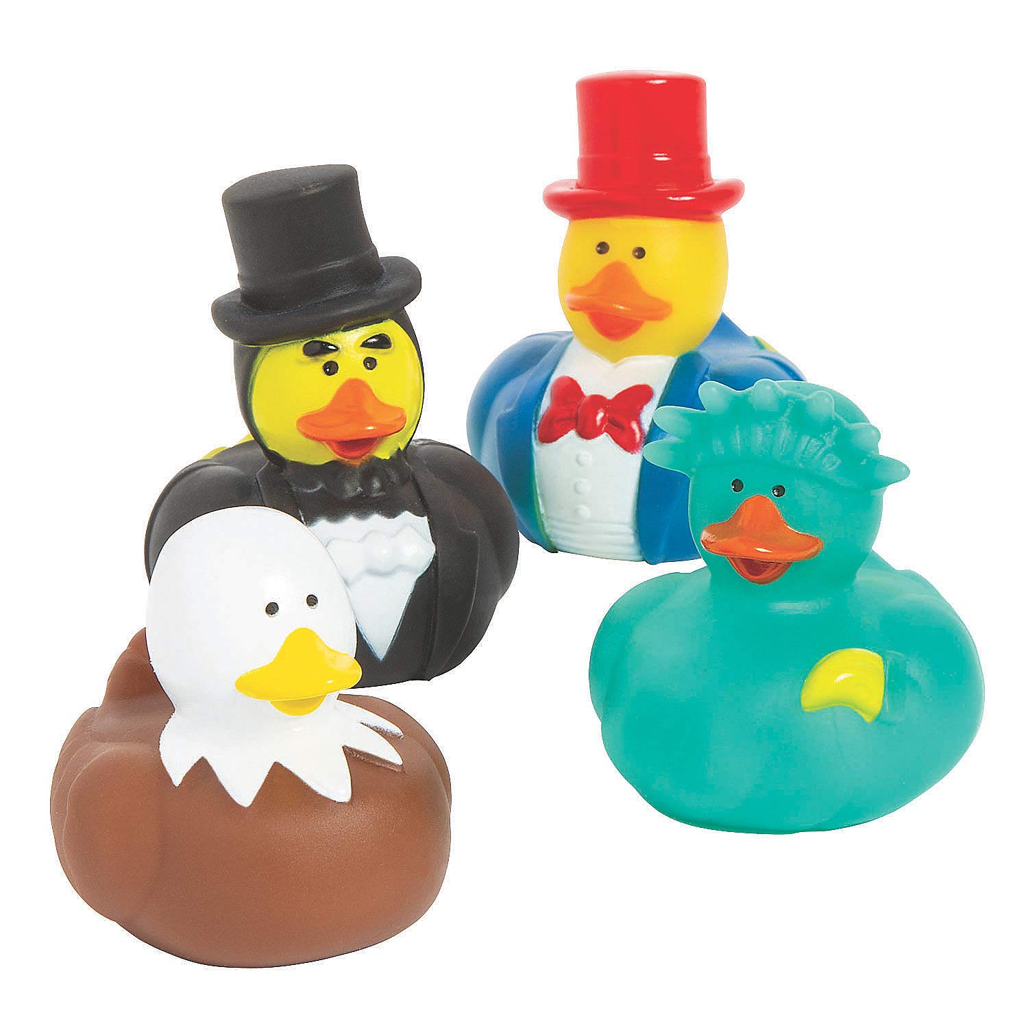 Fun ExpressPatriotic USA Icon Rubber Ducks - Bulk Set of 48 - Fourth of July Toys and Party Favors, Giveaways