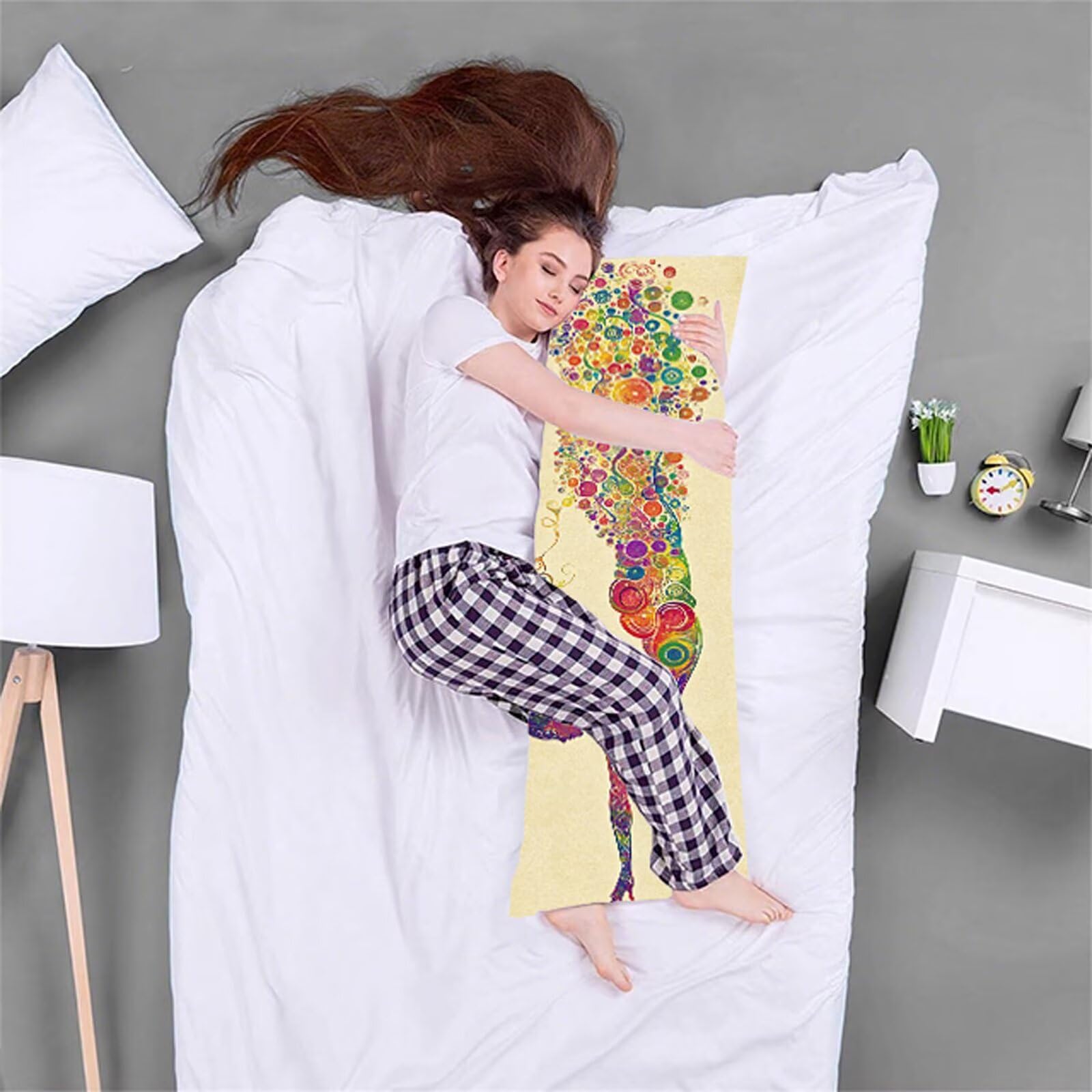 Poszewka na poduszkę 80 x 240 cm, kremowa poszewka na poduszkę 80 x 240 cm, bardzo miękka i oddychająca, nadruk dwustronny, poszewka na poduszkę z zamkiem błyskawicznym, dziewczynka xz-923