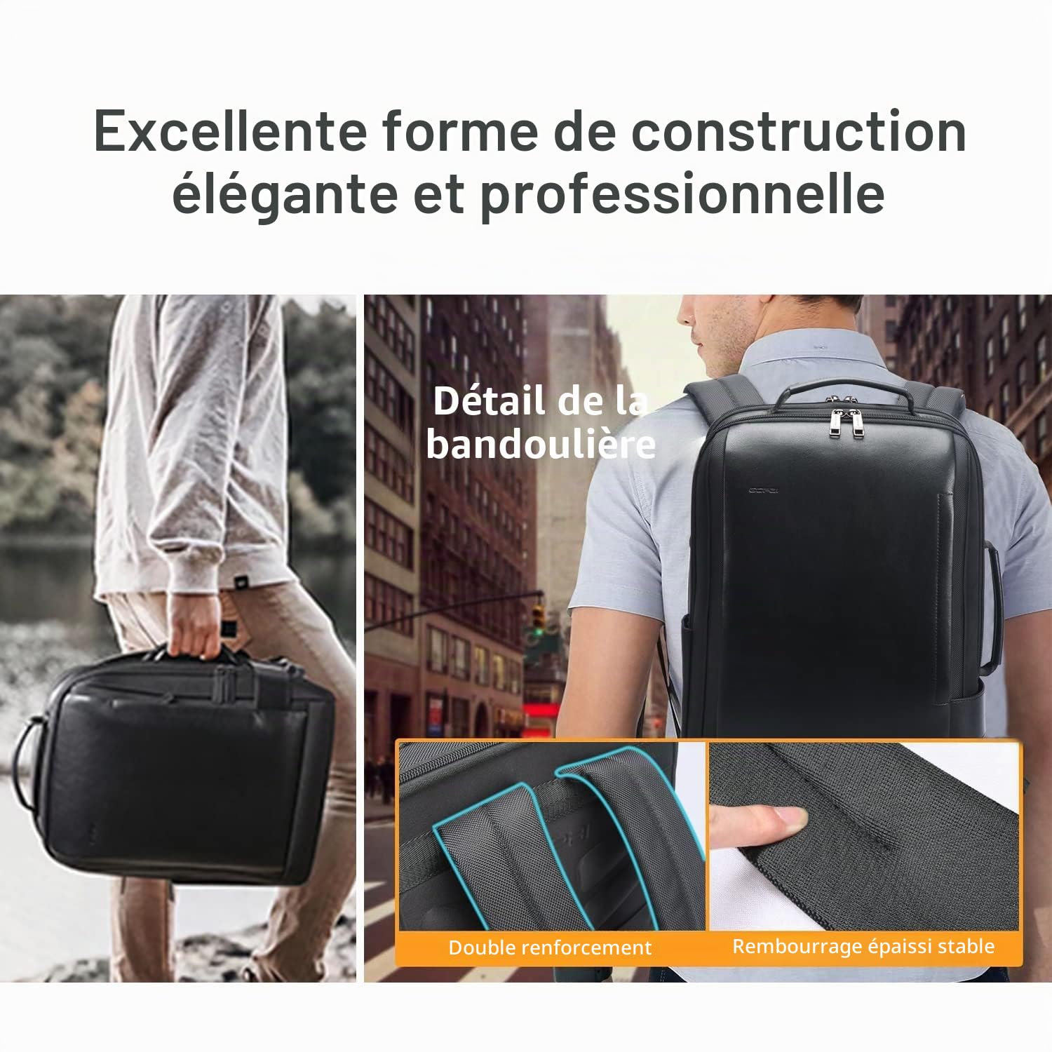 BOPAI Sacs à Dos pour Ordinateur Portable 15,6 Pouces Sac à Dos de Travail Homme de Voyage Femme Sac à Dos Anti-vol étanche USB Sac à Dos d'affaires pour Grande Capacité Loisirs Affaire Scolaire