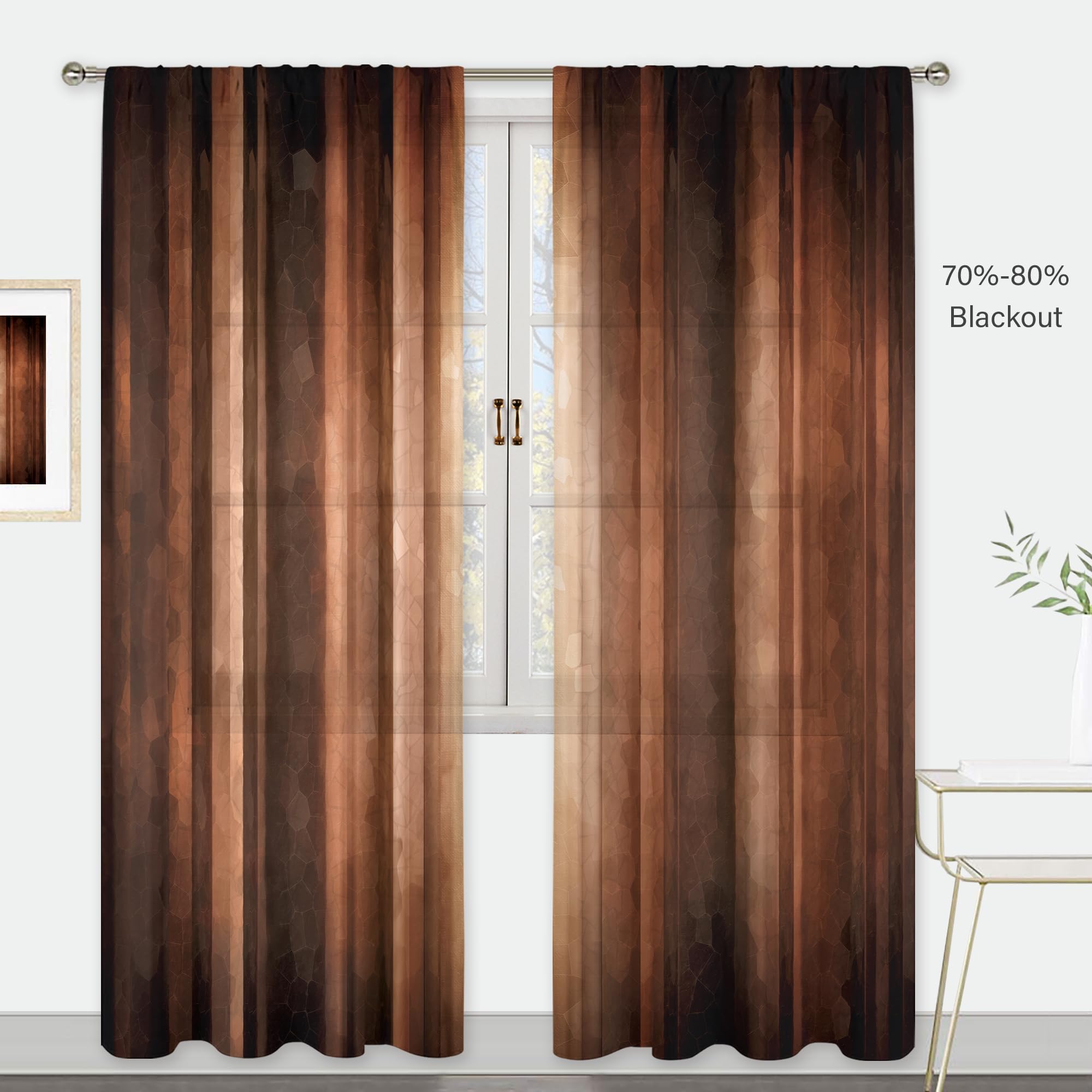 Brunt - Tende in pizzo arancione, lunghezza 160 cm, set di 2 pannelli, in terracotta rustica, per camera da letto e soggiorno, con tasca per asta, filtraggio della luce, decorazione vintage con