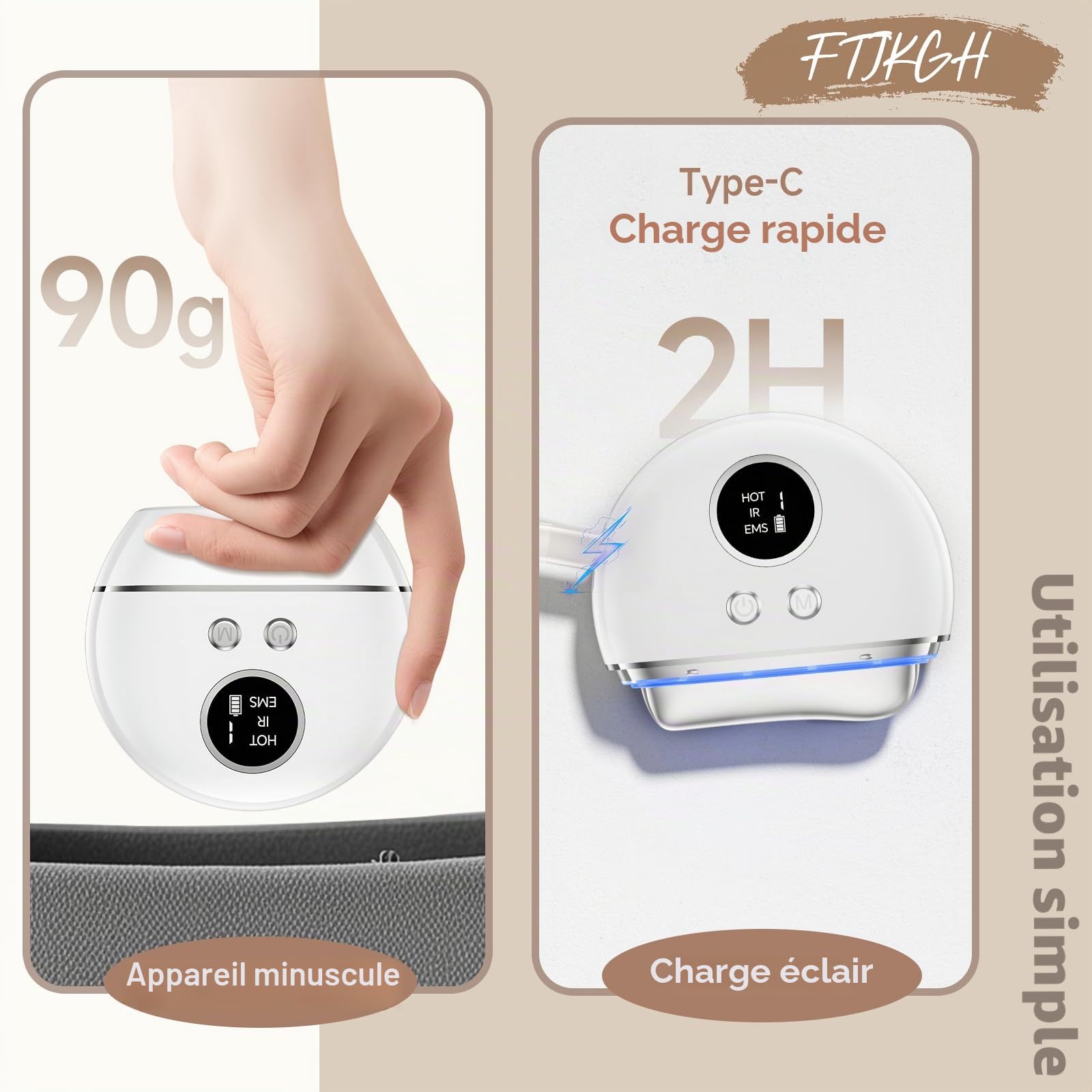 Appareil Gua Sha Électrique Visage, Massage Anti-Rides, 3 Modes EMS, Raffermissement Visage, Lifting, Double Menton, Appareil de Tonification Visage avec Lumière LED