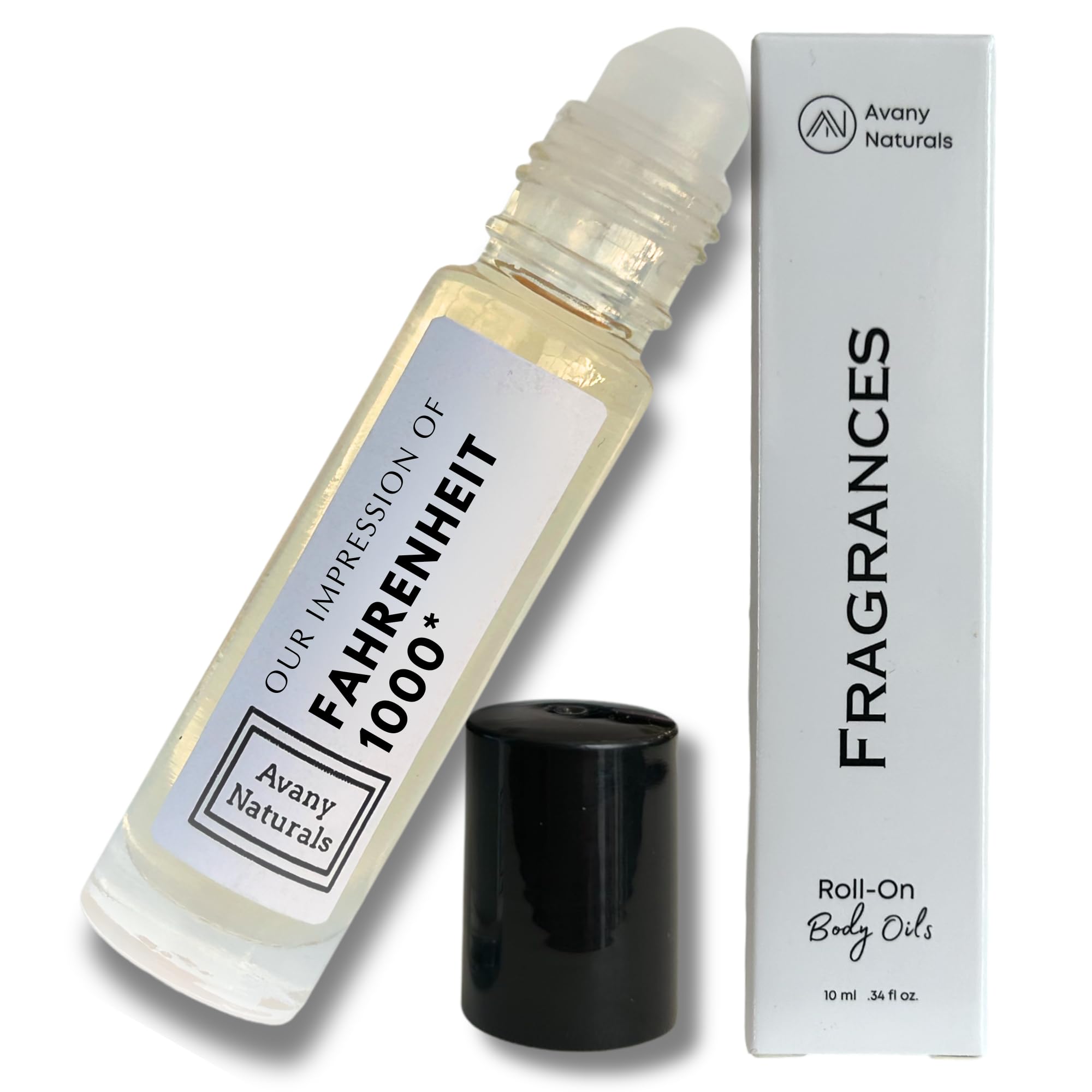 Avany Naturals Cologne Oil for Men - Roll on Body Perfume, Long Lasting Scent, Travel Size Oil Based Parfum, Type Fragrance in Sleek Glass Bottle for Man 1.2 Oz (10 ml, Fahrenheit-Type)