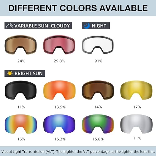 Miniatura 6 de DBIO Ski Goggles Replacement Lenses, Extra Snowboard Snow Goggles Lens