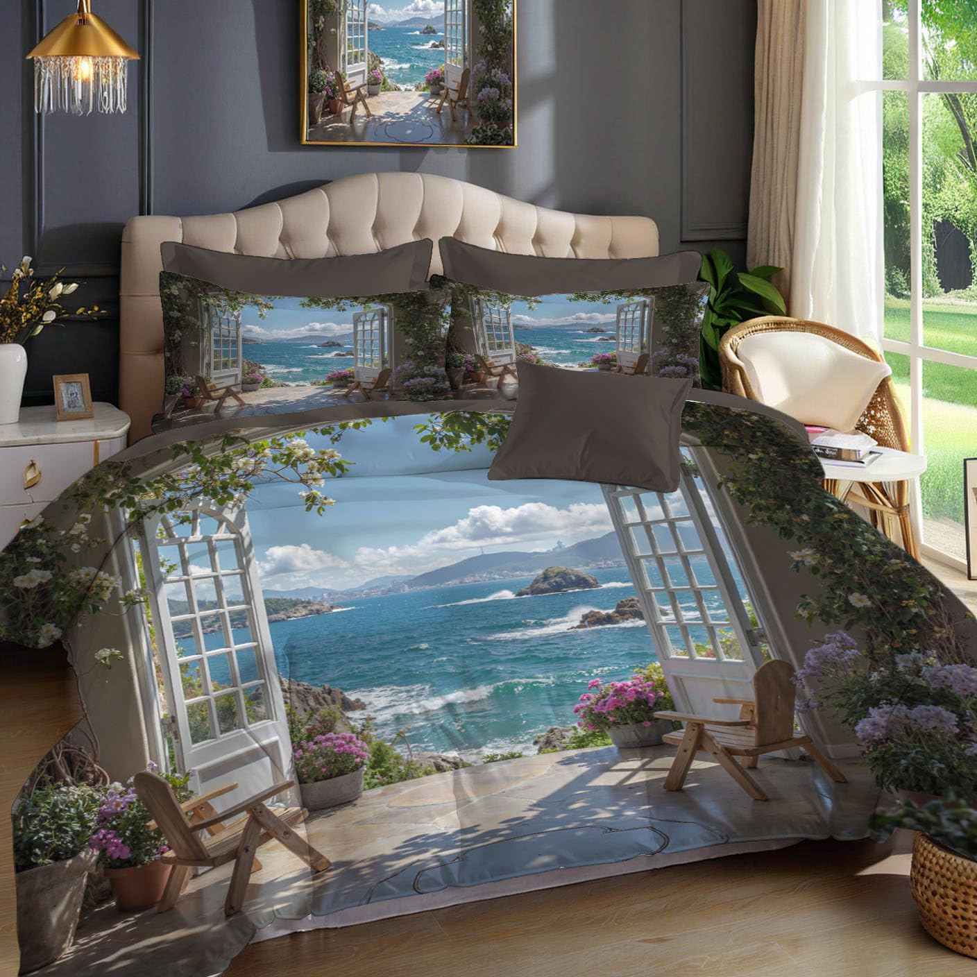 Housse de couette 220x240cm paysage marin pour s'évader dans sa chambre