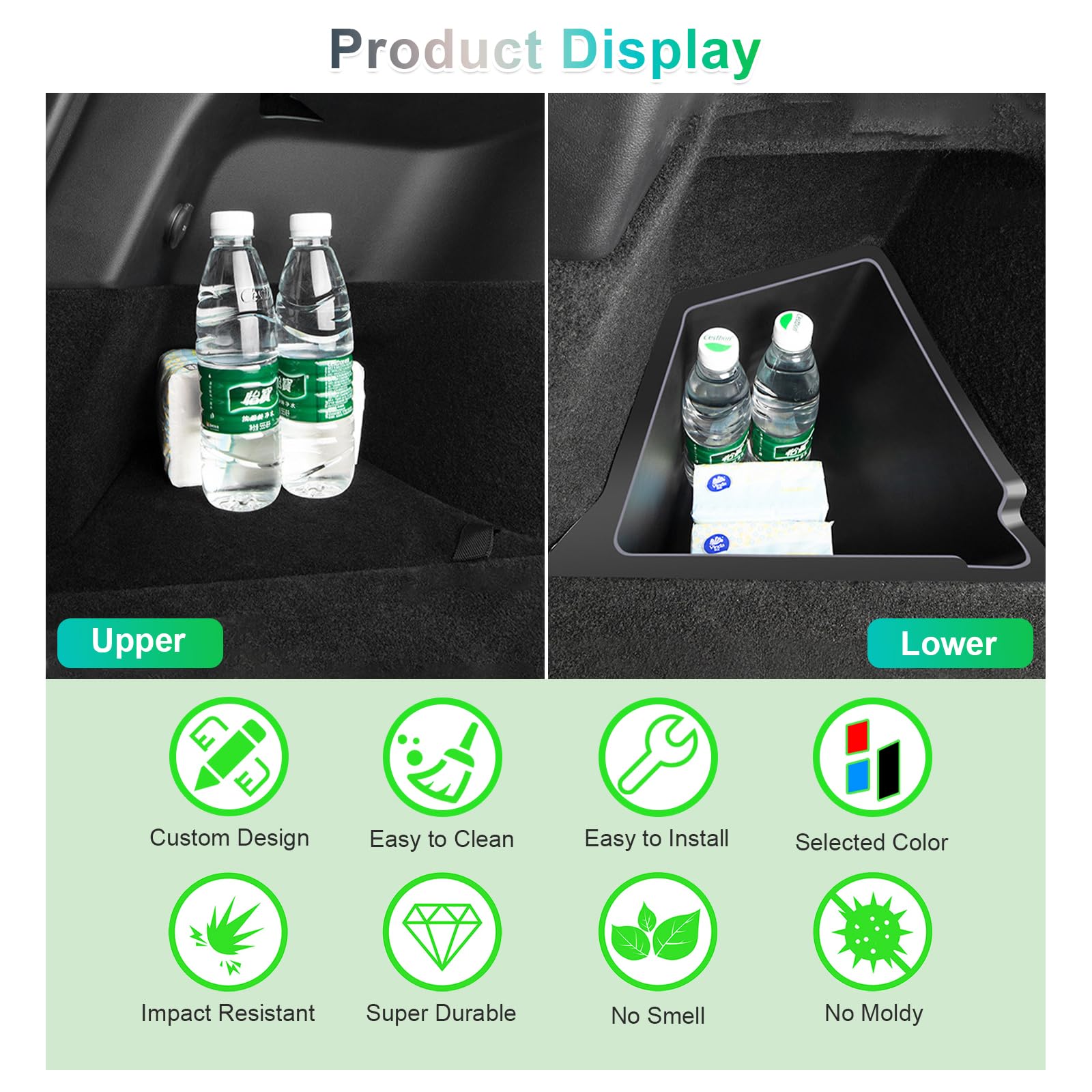 GAFAT Tesla Model Y Juniper 2025 2026/2021-2024 Organizer per Bagagliaio, Model Y 2025 Contenitore in TPE Impermeabile, con Coperchio Floccato, Accessori Tesla Model Y Juniper [2 Pezzi]
