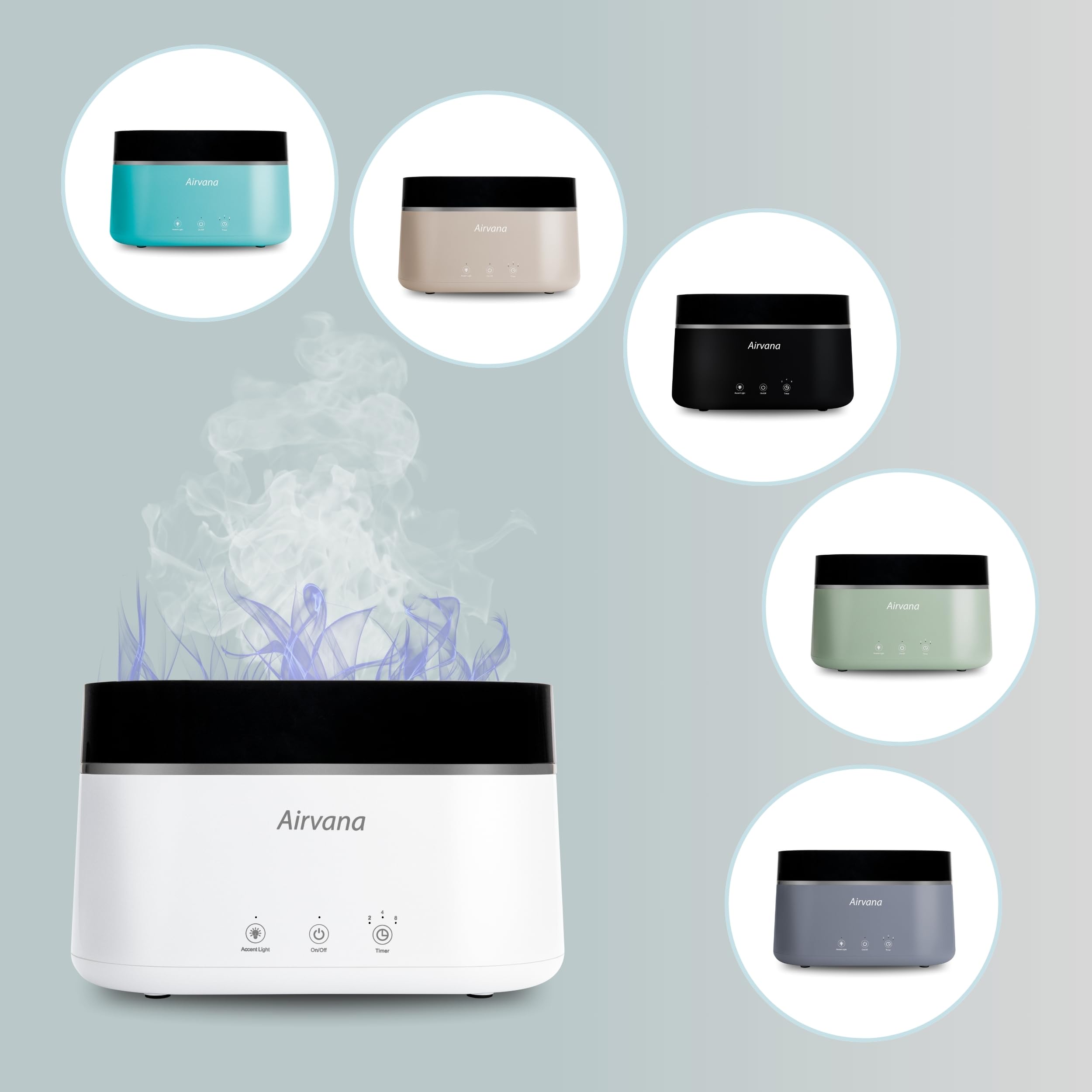 AquaFlame Ultradźwiękowy nawilżacz powietrza (.75L) – technologia wibracji z dyfuzorem olejków eterycznych – konstrukcja blatu do użytku osobistego, pokoi w akademiku i biurek, turkusowy
