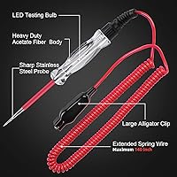 Vista 3 de Probador de circuito automotriz de bombilla LED premium, luz de prueba de 6-24 V con cable de resorte extendido de PU de 135 pulgadas, probador