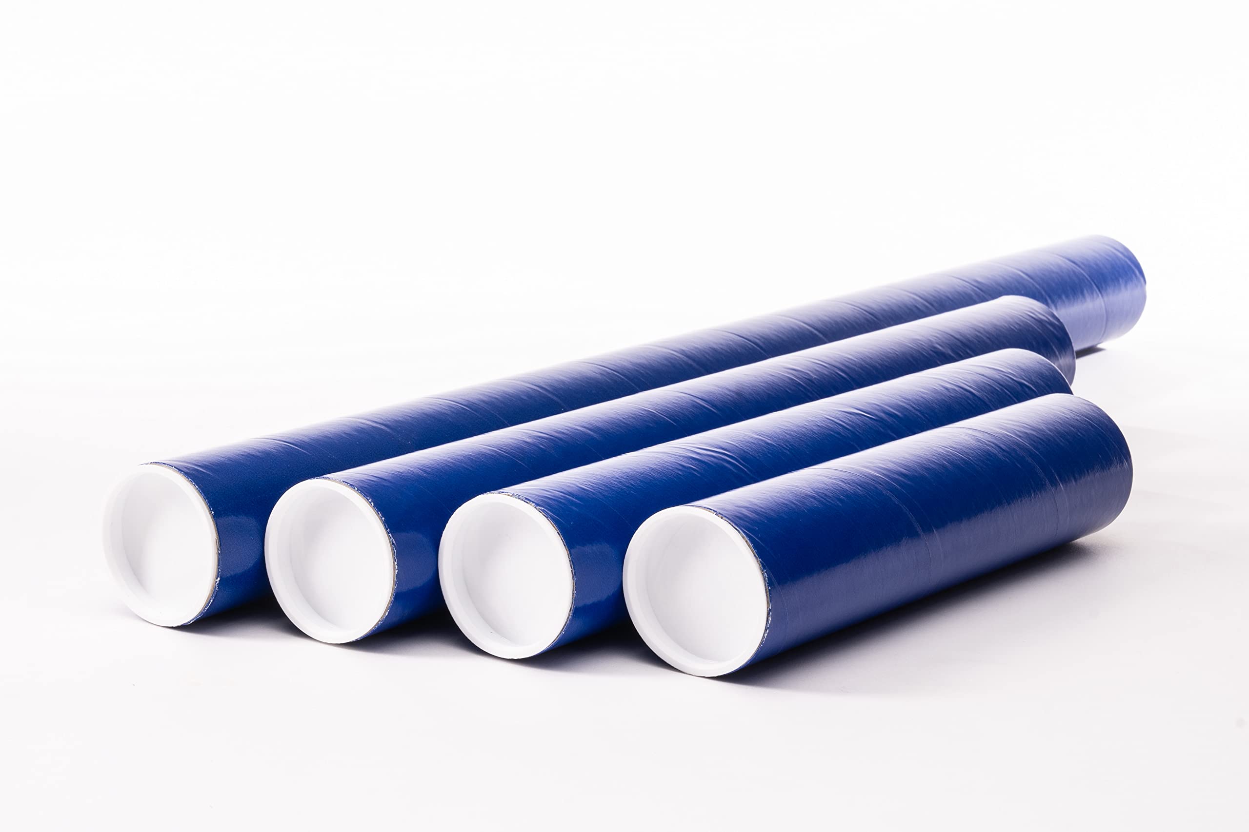Coloured Strong Cardboard Postal Tubes A4 with Plastic End Caps Blue - Pack of 25