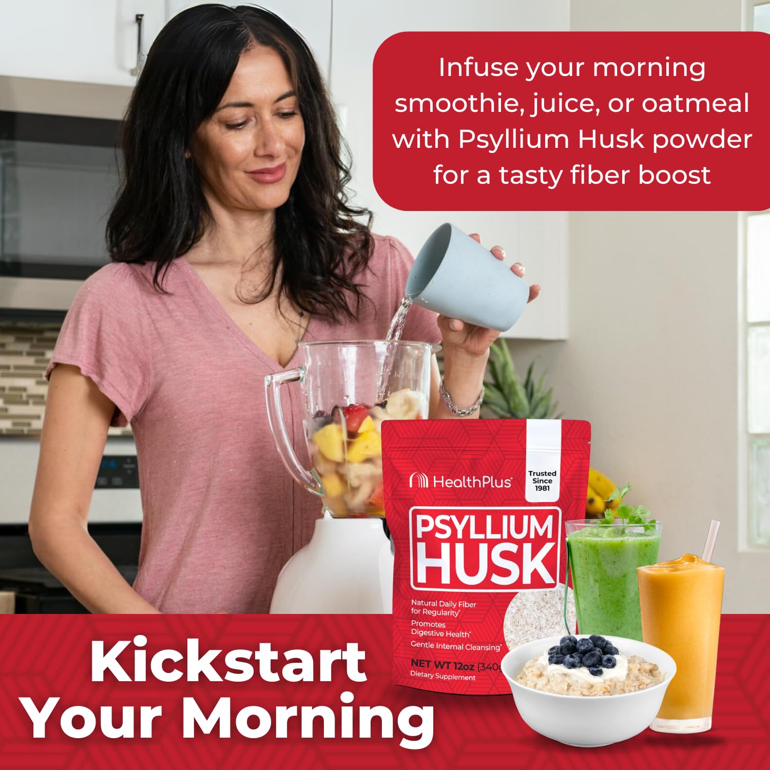 Health Plus Psyllium Husk Fiber Supplement, 12 oz, 48 Servings — Amazon image 8