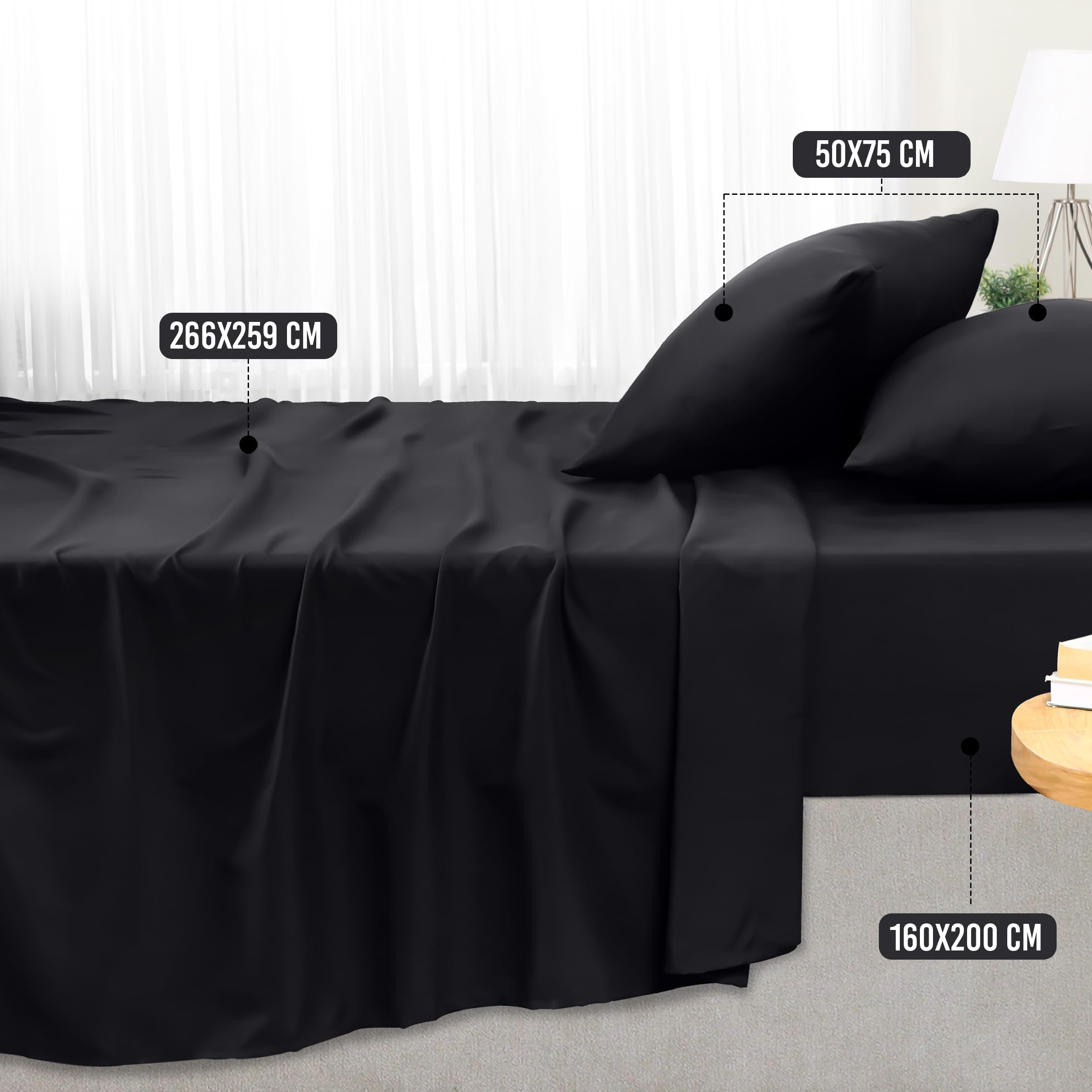 Utopia Bedding Juego de Sabanas 4 Piezas 135x190 - Poliéster Microfibra Cepillada - Oeko-Tex Certificado - Sábana Bajera, Sábana Plana y 2 Fundas de Almohada 50x75 (Cama 135, Gris) — view 51