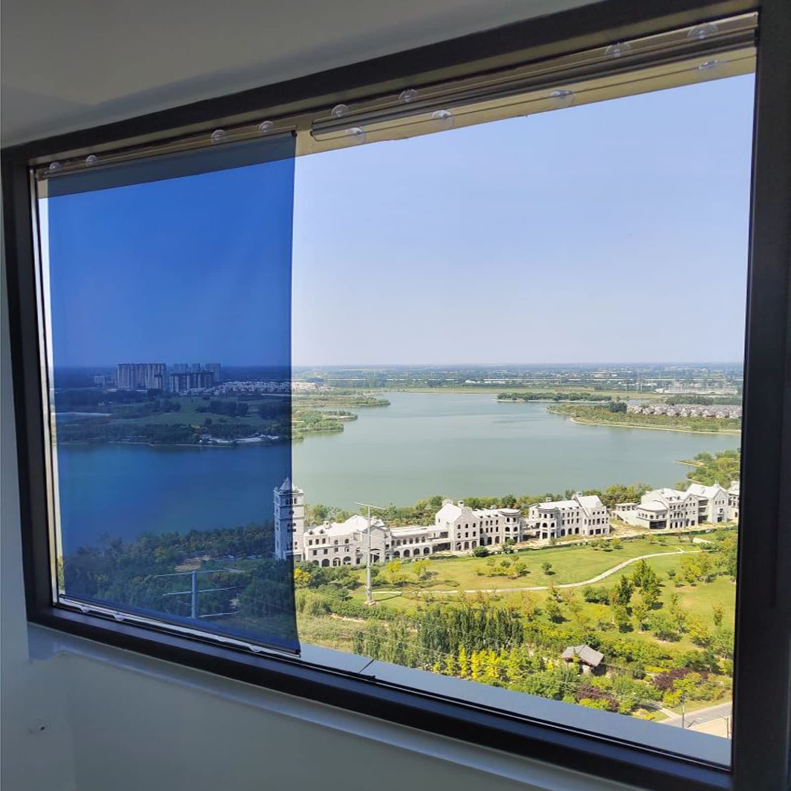 Roleta Roleta Okienna Z Lustrem Jednokierunkowym, Instalacja Z Przyssawką, Roleta Z Izolacją Anty UV I Termiczną, Wysokość 200cm/ 150cm (Size : 90x200cm/35.4x78.7in)
