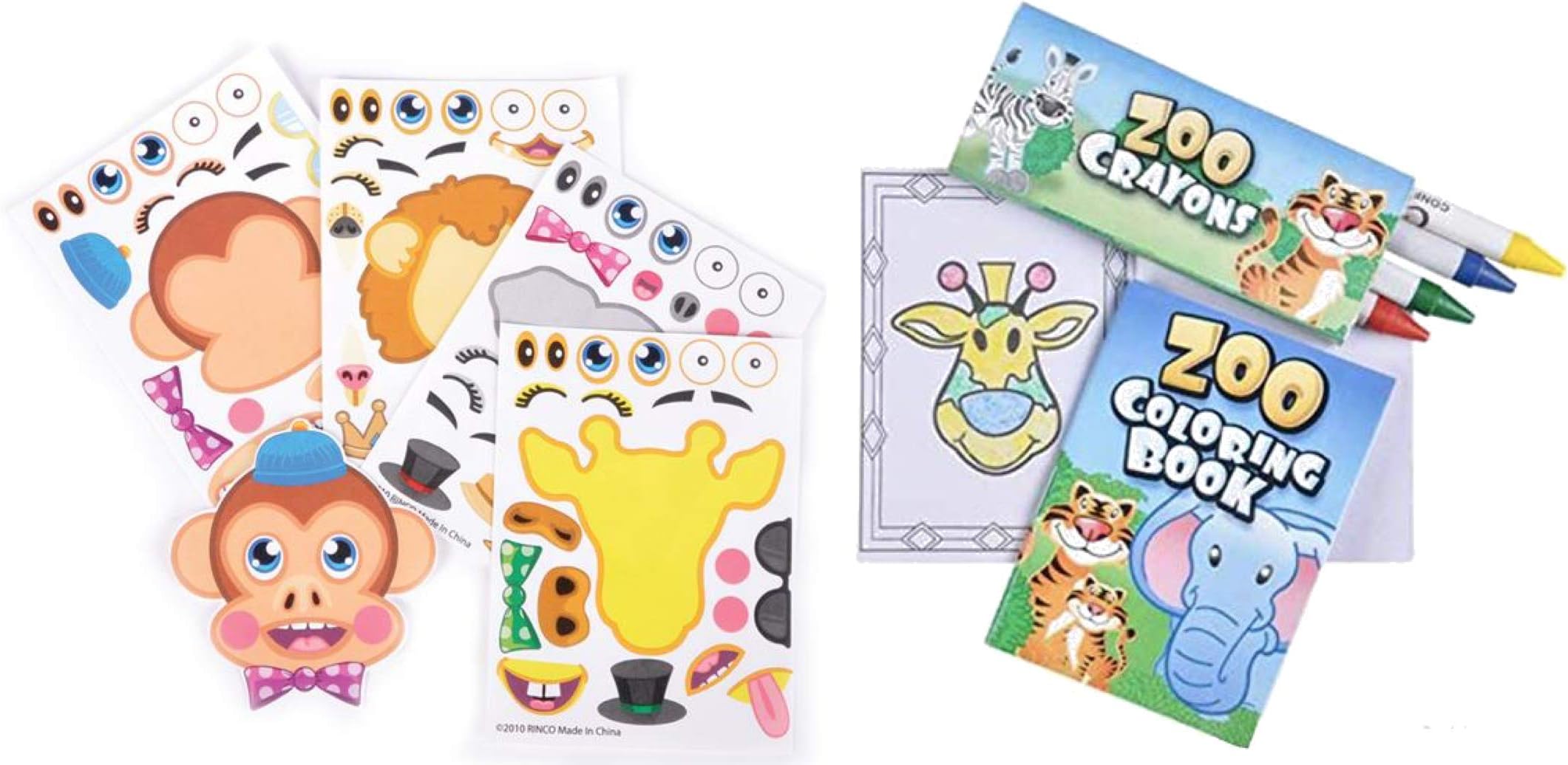 Nikki's Knick Knacks36 Piece Zoo Animal Party Favor Set- Coloring Books, Crayons, and Stickers