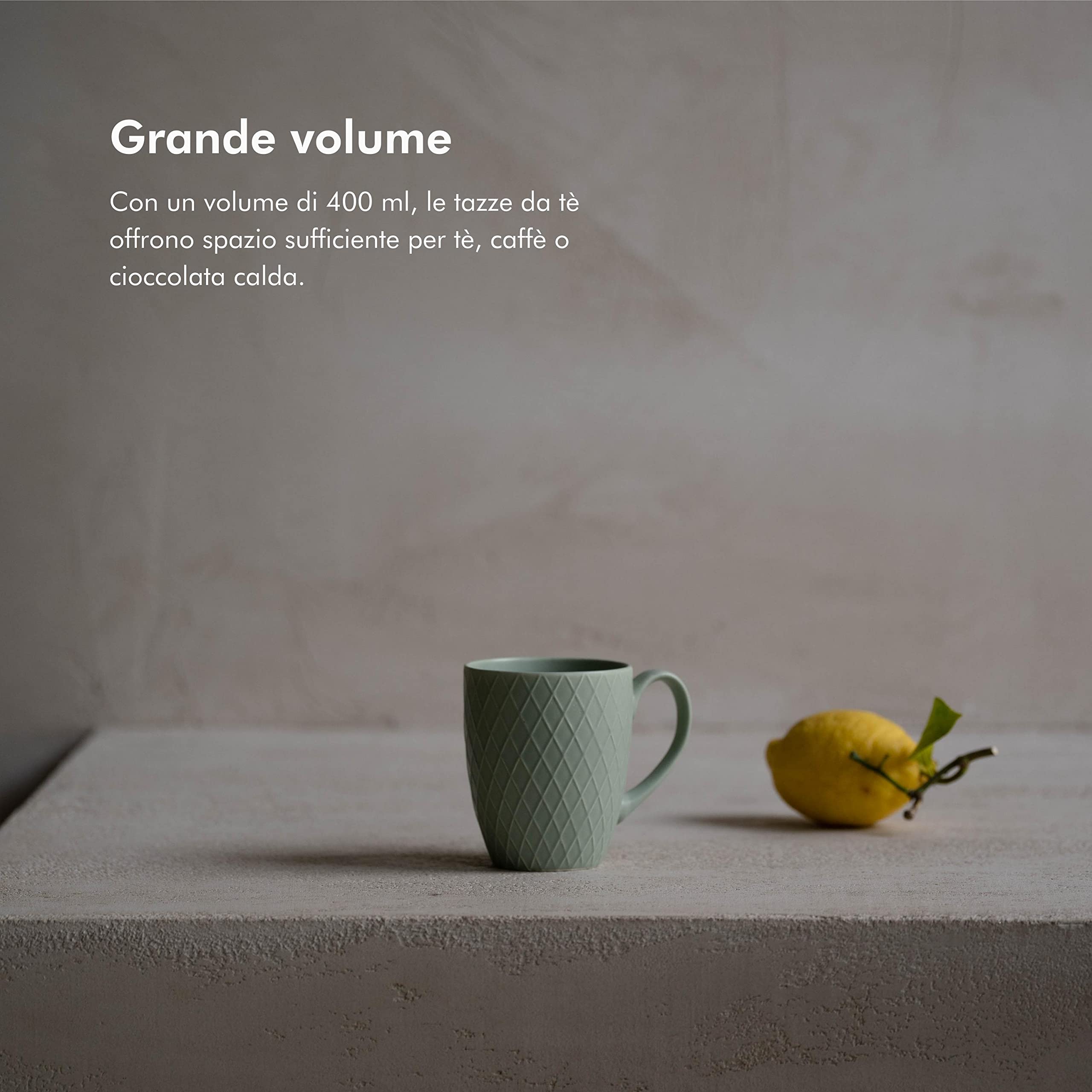 KIVY Tazzine Caffè [6 x 400 ml] – di Qualità con Manico Grande – Set Colazione Tè
