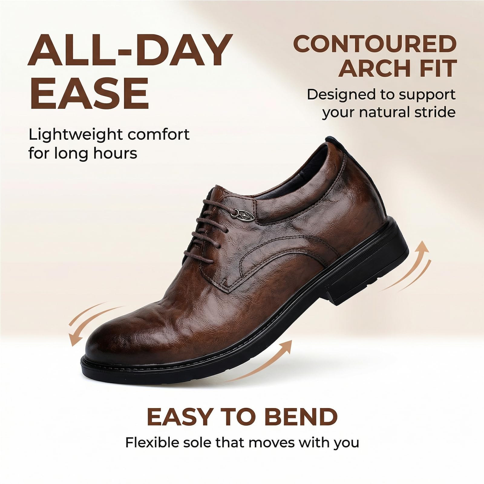 FLIOZY Scarpe da uomo Business Oxford – Classiche stringate in pelle con aumento di altezza integrato fino a 6 cm – per ufficio e occasioni formali