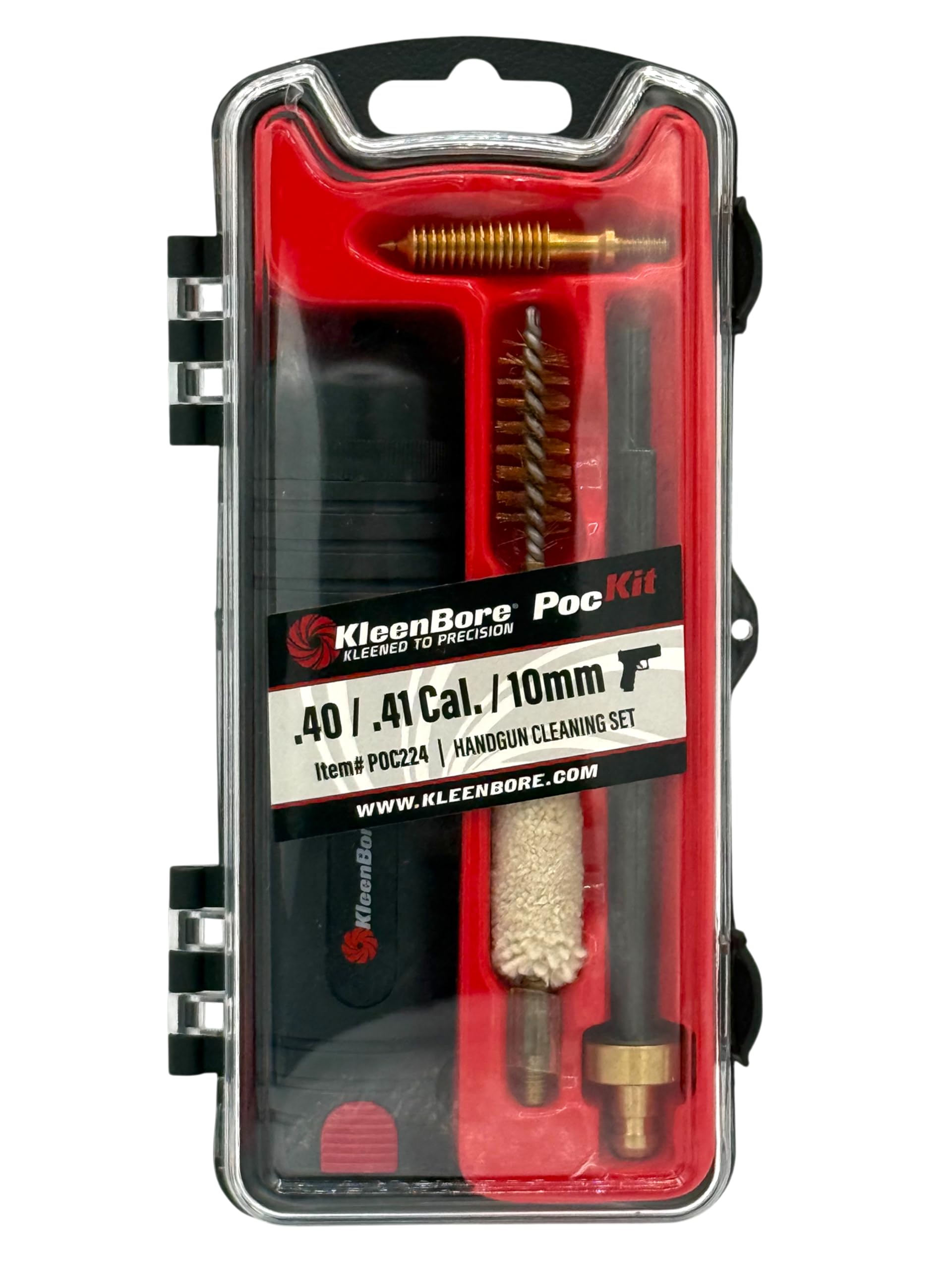 PocKit Compact Handgun Cleaning Kit – Caliber Specific – Two-Section Rod with Storage Handle