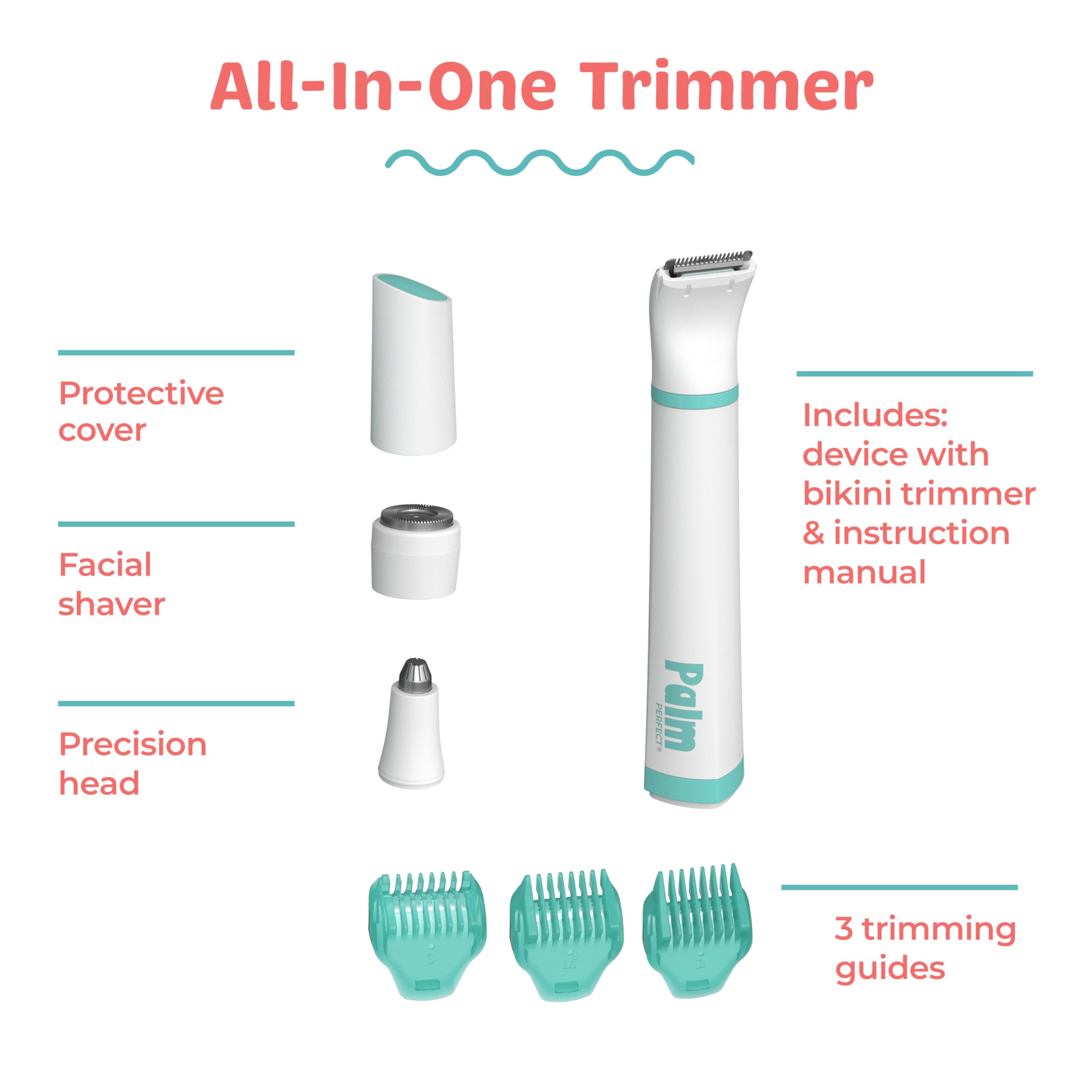 PalmPerfect All-in-One Persönlicher Trimmer für Frauen – wasserdichtes Fellpflegeset