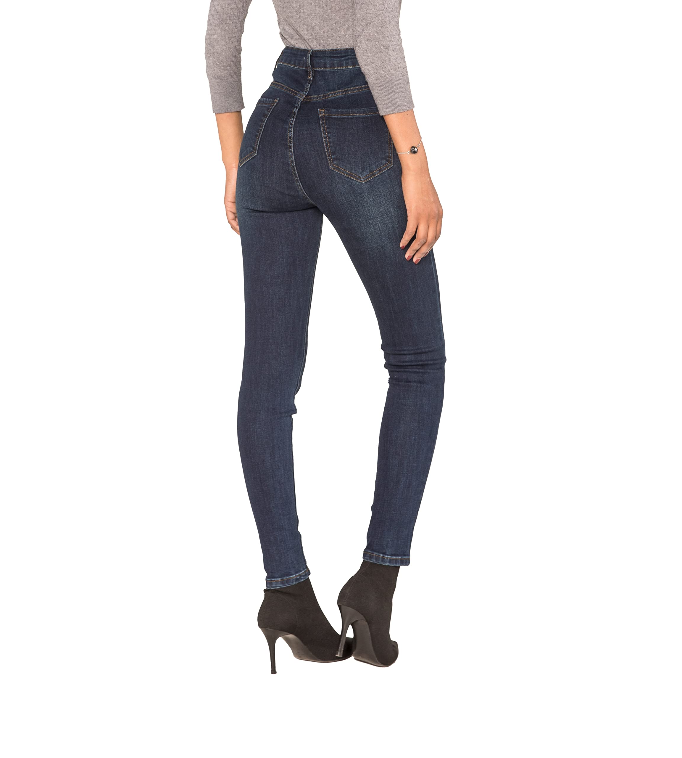 Nina Carter P190 Damen Skinny Fit Jeanshosen Extra HIGH Waist Jeans Used-Look