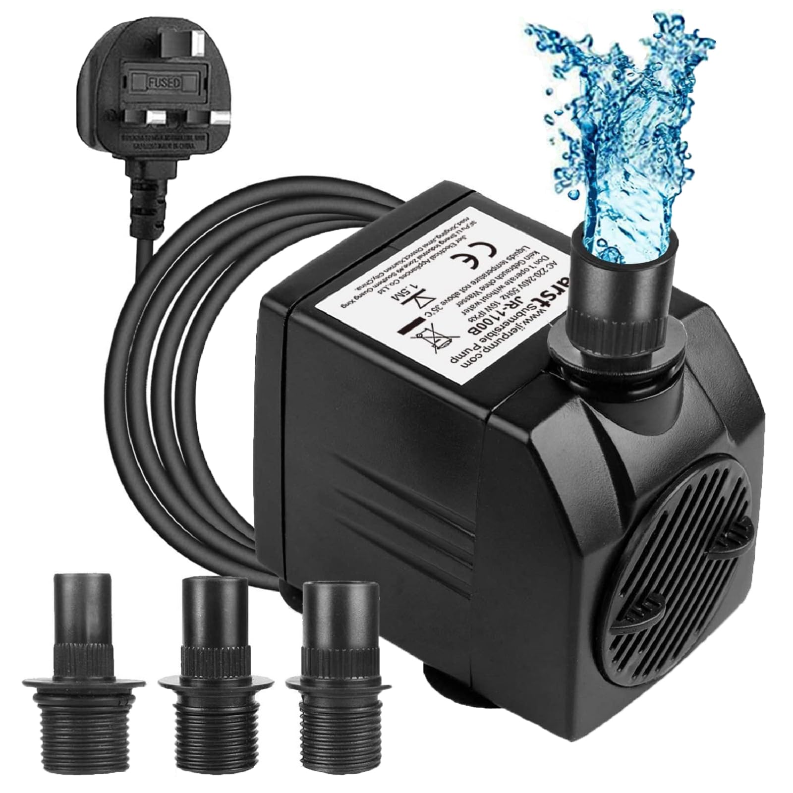 BARST 1100L/H Submersible Water Pump with 1.83m Power Cord & 3 Nozzles