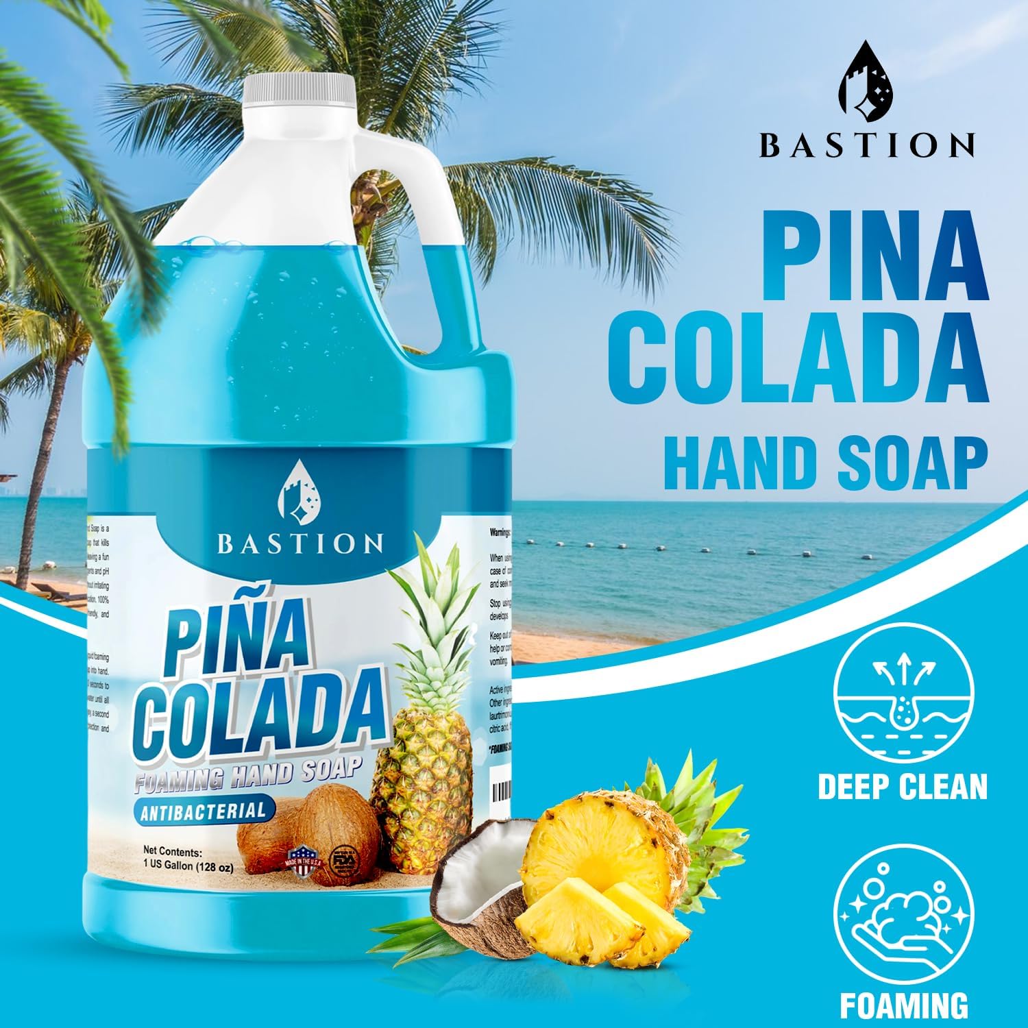 Jabón de manos antibacteriano espumoso: recambio con fragancia de piña colada, aprox. 3,5 l