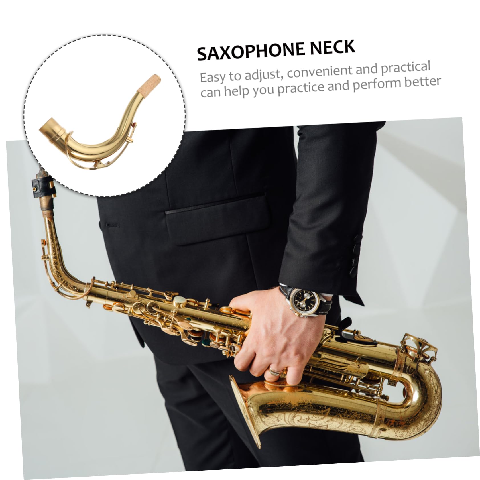 Archetto Curvo per Sassofono in Ottone Oro, Ricambio Professionale | Adatto a Sax, Tubo Sonoro Sostitutivo, Pratico e Comodo per Professionisti e Amatori