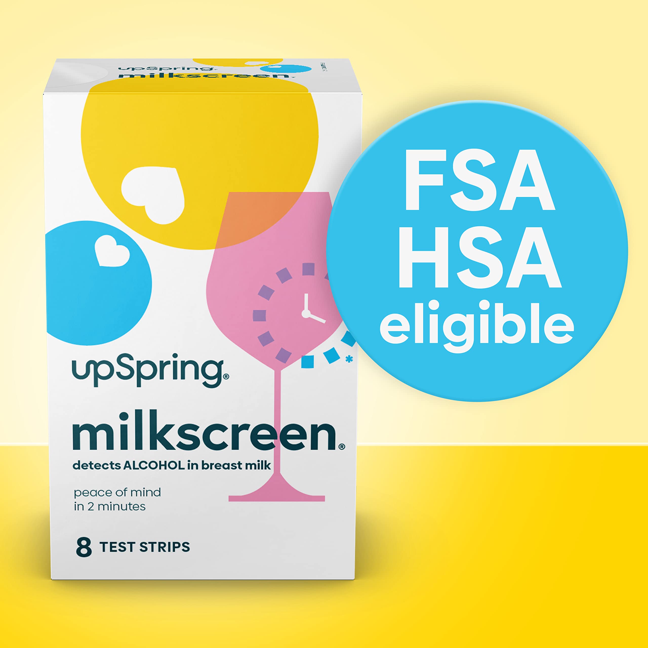 Upspring Milkscreen Test Strips to Detect Alcohol in Breast Milk - at-Home Test for Breastfeeding Moms, Simple Breast Milk Alcohol Dip Test with Accurate Results in 2 Minutes, 8 Test Strips