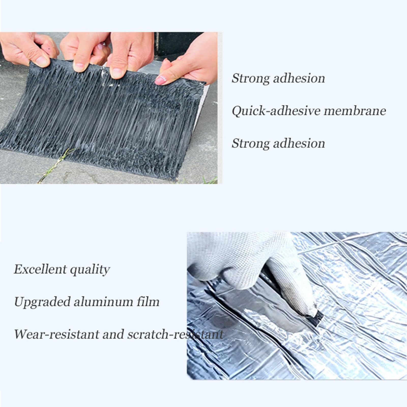 Cintae de Reparación de Tejados，Negro Rollo Adhesivo de Tela Asfáltica，Cinta Asfaltica Autoadhesiva,Cinta de Butilo Impermeable，para Reparación Techos,Goteras,Grietas(THK1.2mm/W0.3*L5m)