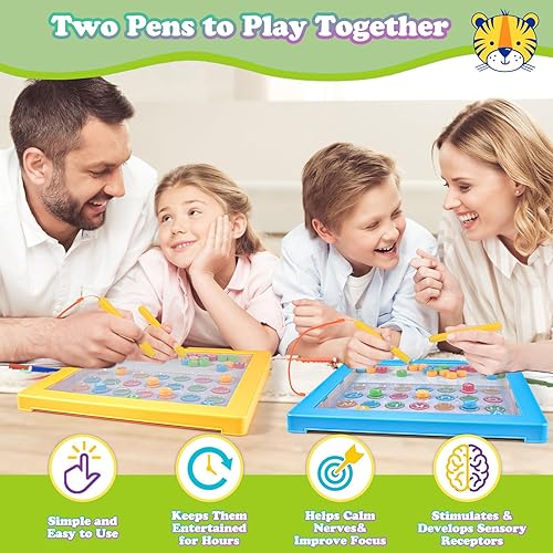 Miniatura 6 de Tablero magnético del laberinto del alfabeto para niños pequeños, imprescindible en el aula con 2 lápices ópticos, rompecabezas de colores para