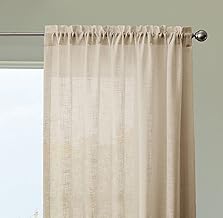 HOMEMONDE Sheer Curtains 7 Feet Long Panels Set of 2 Transparent Light Filtering Drapes with Rod Pocket Living Room, Office Decoration, 84 Inches - Beige - Solid